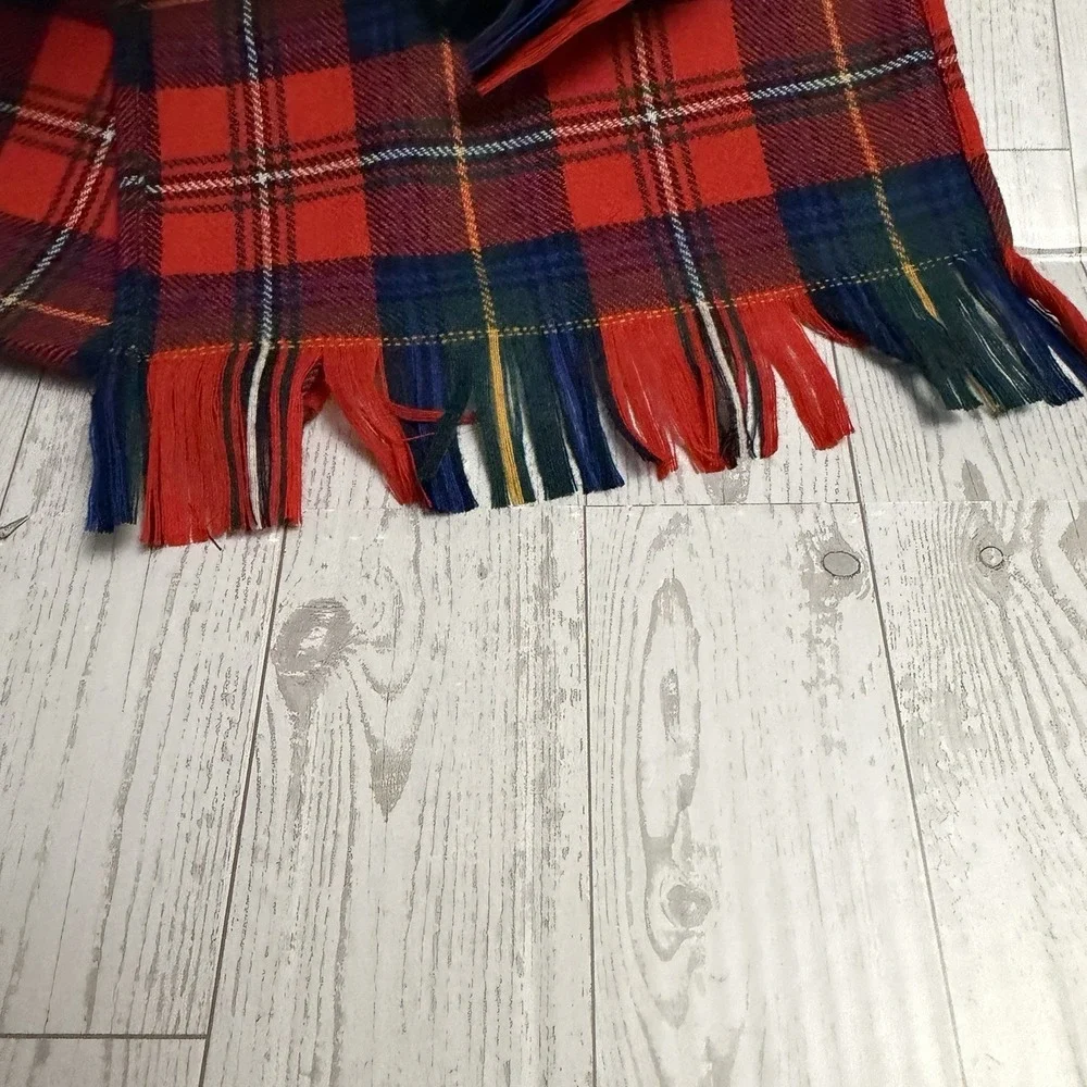 Vintage Pendleton 100% Virgin Wool Plaid Scarf Red Tartan USA Made Excellent
